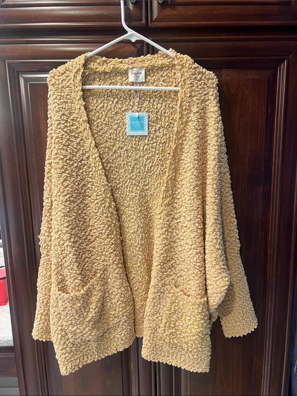 Hayden Soft Bouclé Open Cardigan Sweater - Beige
